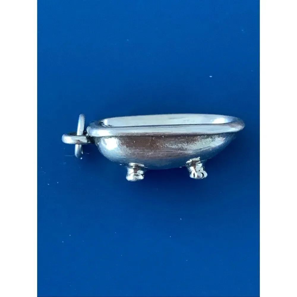 Vintage Bathtub Sterling Silver Jewelry Charm #house